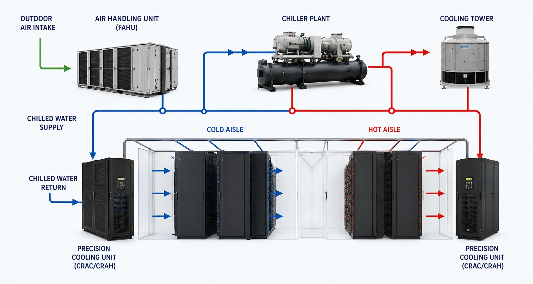 How data center cooling works diagram