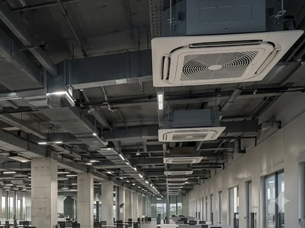 VRF outdoor units on a rooftop
