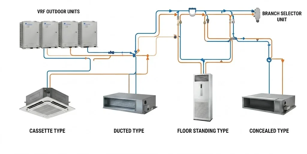 How VRF systems work diagram